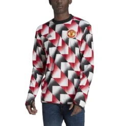 ADIDAS Prematch-Sweatshirt Manchester United 2022/23 -MACRON Verkaufsgeschäft adidas h56683 4 apparel on model front view white