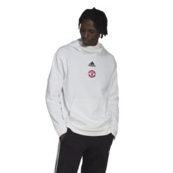 ADIDAS Sweatshirt Mit Kapuze Manchester United Travel 2022/23 -MACRON Verkaufsgeschäft adidas he6643 3 apparel on model standard view white
