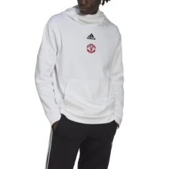 ADIDAS Sweatshirt Mit Kapuze Manchester United Travel 2022/23 -MACRON Verkaufsgeschäft adidas he6643 4 apparel on model front view white
