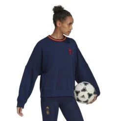 ADIDAS Rundhals-Sweatshirt Frau Espagne 2022/23 -MACRON Verkaufsgeschäft adidas he8911 6 apparel on model walking view white
