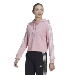 Kurzes Sweatshirt Mit 3 Streifen, Damen Adidas Essentials -MACRON Verkaufsgeschäft adidas hl2167 3 apparel on model standard view white