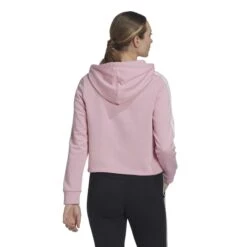 Kurzes Sweatshirt Mit 3 Streifen, Damen Adidas Essentials -MACRON Verkaufsgeschäft adidas hl2167 4 apparel on model back view white
