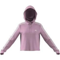 Kurzes Sweatshirt Mit 3 Streifen, Damen Adidas Essentials -MACRON Verkaufsgeschäft adidas hl2167 8 apparel zip turntable 3d 1 white