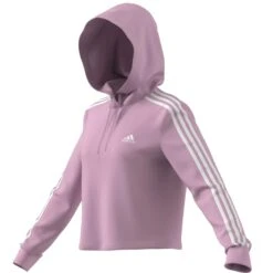 Kurzes Sweatshirt Mit 3 Streifen, Damen Adidas Essentials -MACRON Verkaufsgeschäft adidas hl2167 8 apparel zip turntable 3d 8 white
