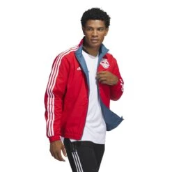 ADIDAS Trainingsjacke New York Red Bulls 2023 -MACRON Verkaufsgeschäft adidas hu0057 6 apparel on model walking view white