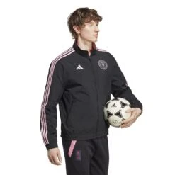 ADIDAS Jacke Inter Miami FC Anthem 2023 -MACRON Verkaufsgeschäft adidas hu0061 6 apparel on model walking view white