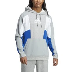Kapuzenpullover Adidas Essentials Colorblock -MACRON Verkaufsgeschäft adidas hy5930 4 apparel on model front view white
