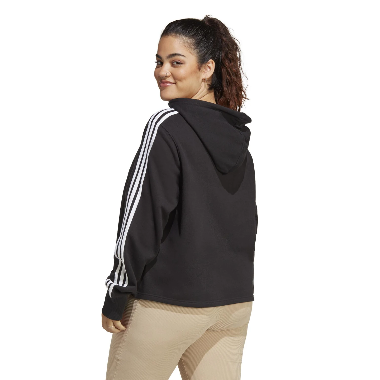 Cropped Kapuzenpullover Frau Adidas 3-Stripes Essentials French Terry (GT) 5 Cropped Kapuzenpullover Frau Adidas 3-Stripes Essentials French Terry (GT) – Bild 5