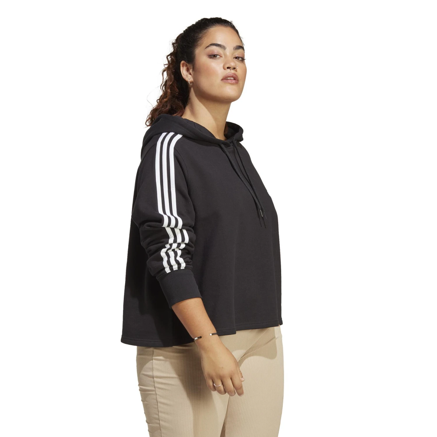 Cropped Kapuzenpullover Frau Adidas 3-Stripes Essentials French Terry (GT) 6 Cropped Kapuzenpullover Frau Adidas 3-Stripes Essentials French Terry (GT) – Bild 6