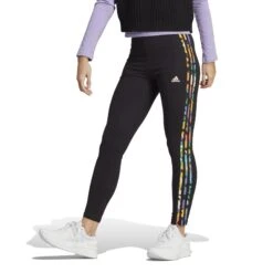 Legging Hohe Taille Frau Adidas Essentials 3-Stripes -MACRON Verkaufsgeschäft adidas ic9894 3 apparel on model standard view white