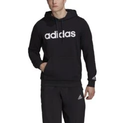 Sweatshirt Mit Kapuze Adidas Essentials French Terry Linear Logo -MACRON Verkaufsgeschäft gk9064 app on model front white