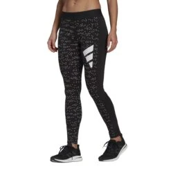 Damen-Leggings Adidas Sportswear 3 Bar AOP -MACRON Verkaufsgeschäft gp9644 app on model standard white