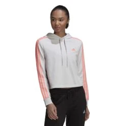 Kapuzen-Sweatshirt, Damen Adidas Essentials -MACRON Verkaufsgeschäft hc9132 3 apparel on model standard view white